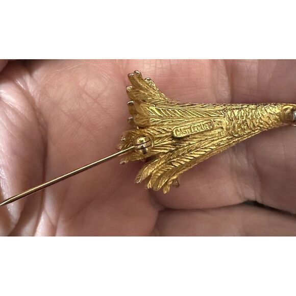 CASTLECLIFF GOLD AND RHINESTONE FLOWER PIN BROOCH VINTAGE - Picture 5 of 6
